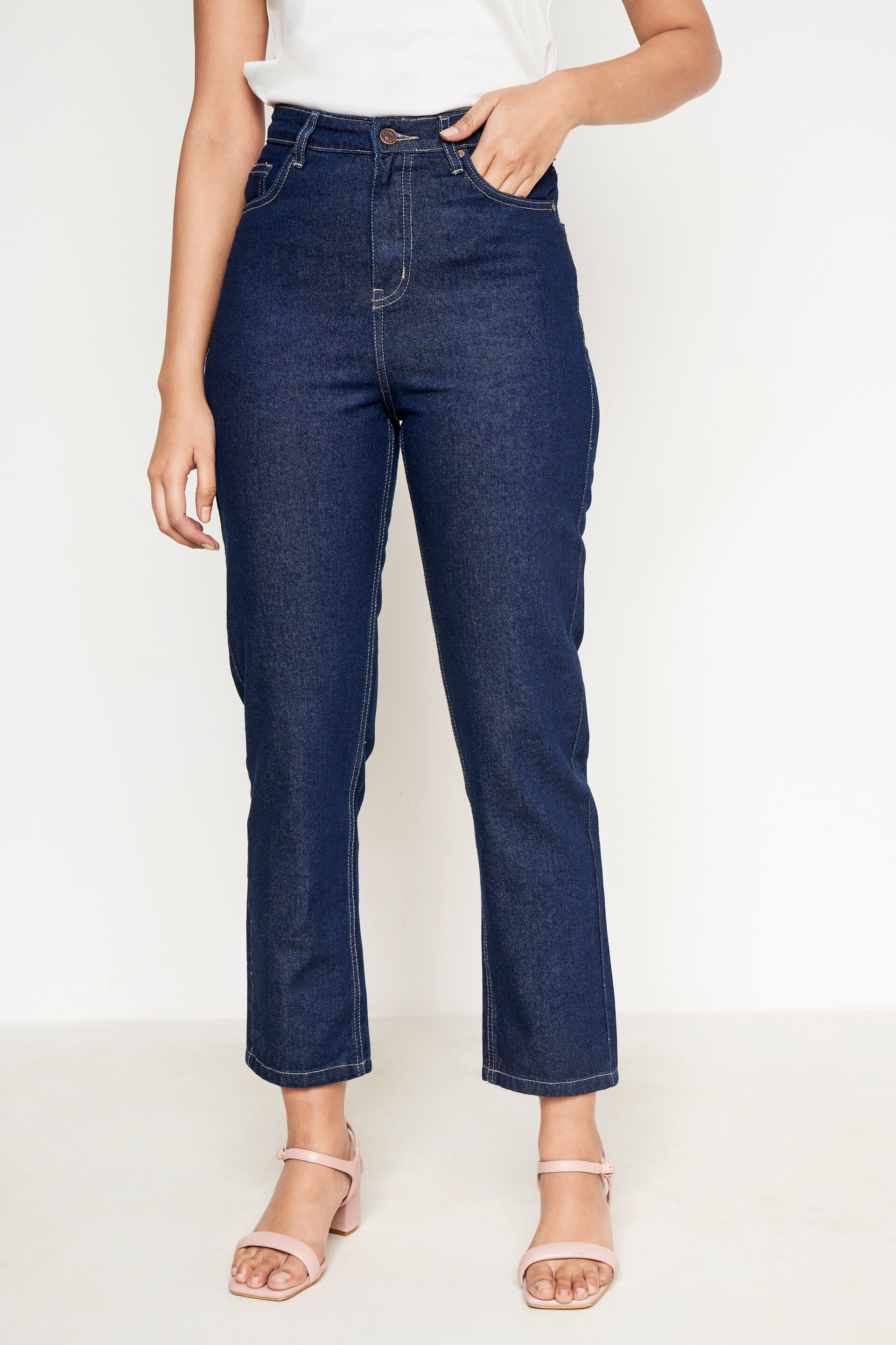 Dark Blue Straight-Fit Jeans, Dark Blue, image 1